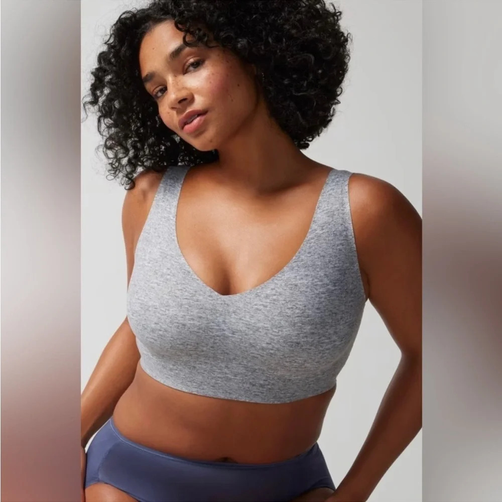Soma women’s Large Gray Heathered Enbliss Bralette Bra Wire Free Wireless Grey